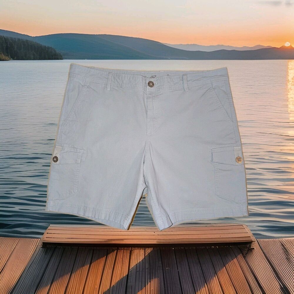 Eddie Bauer Cargo Shorts Women's 16 baby Blue Cotton Stretch